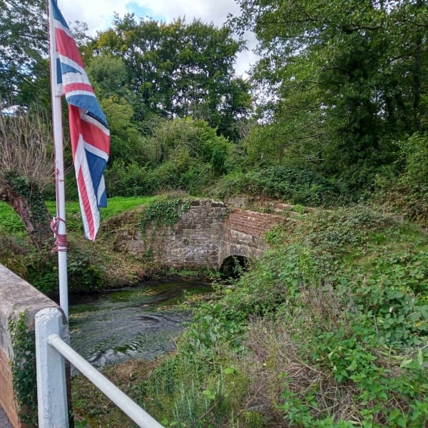 Bridge with flag